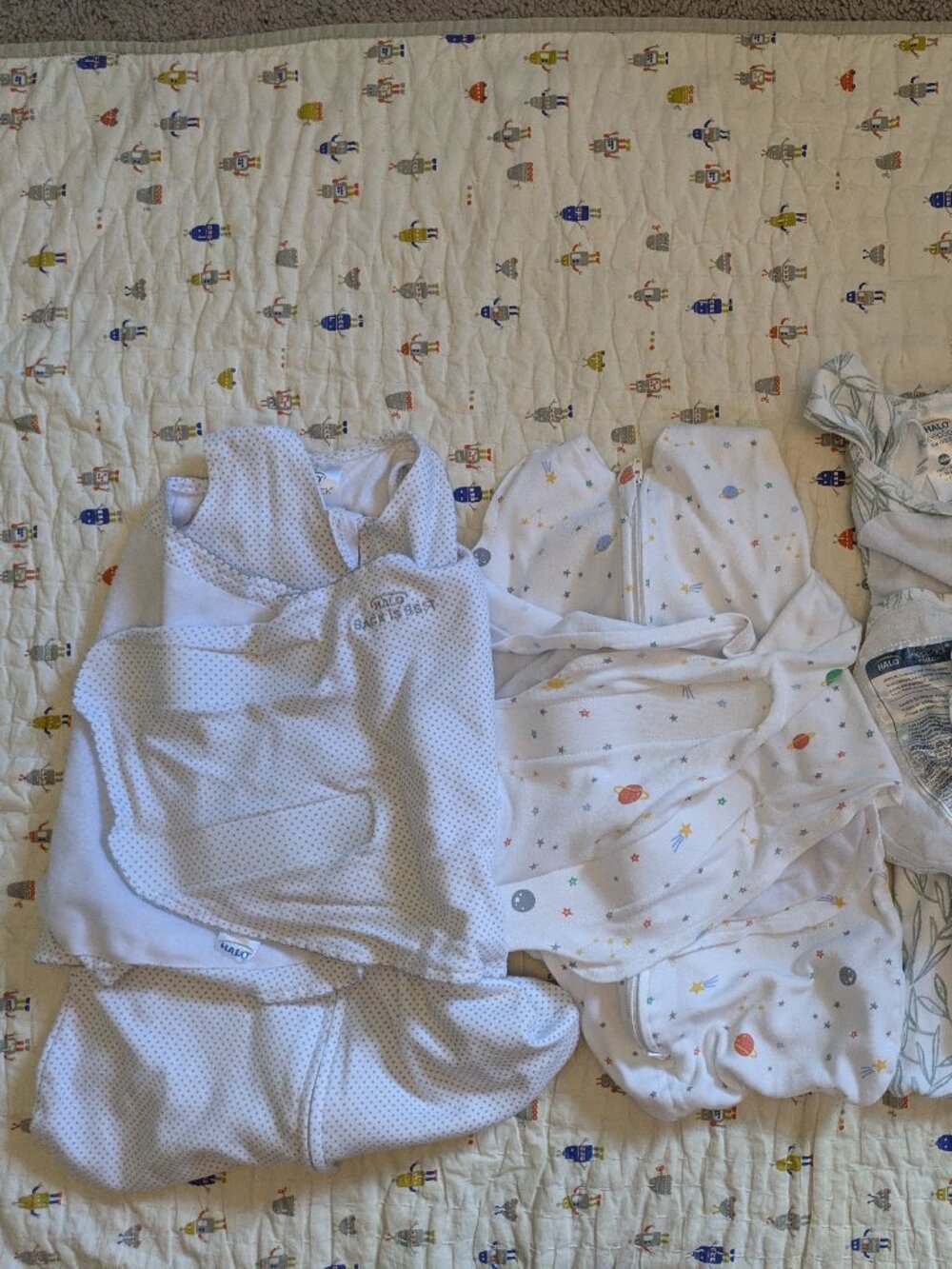 Lot of 4 Newborn 3-way Swaddle/Sleepsacks, good condition, TOG 1.5
